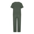 thumbnail image 5 of Summer Womens Outfit Plus Size Two Piece Outfits for Women Clothing Set Female Round Neck Short Sleeve Tops Pants Sets Long Pant Style S_1026 Women's Tracksuits Gray 4XL, 5 of 8