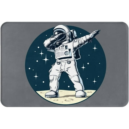 

Bath Rugs Astronaut Making a Pose on Moon Door Mat Outdoor Universe Theme Cartoon Hand Drawn Painting Doormat Non Slip Absorbent Bathroom Rug Carpet for Home Entrance Kitchen 24x16 Inch