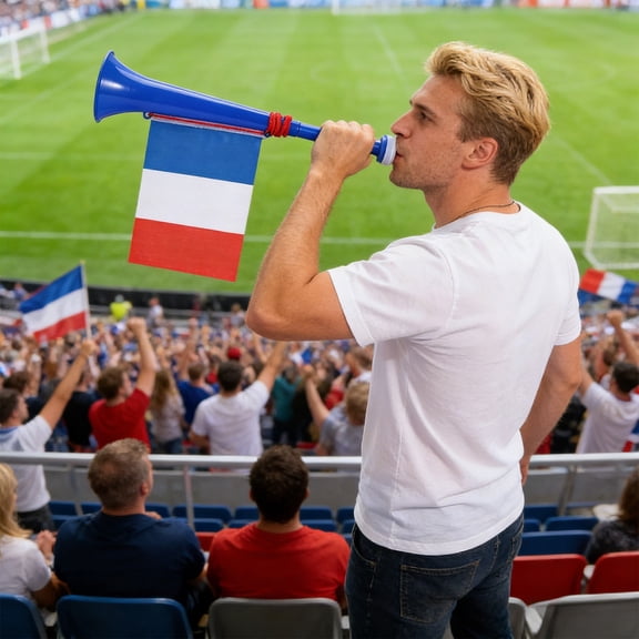 QuanTara 2026 World Cup Cheering Horn with Detachable Flags, 9.84in Plastic Soccer Megaphone for USA Canada Mexico Games, Loud Stadium Noise Maker & Sports Fan Props