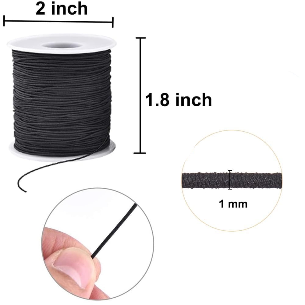3 Rolls Bracelet String Elastic,Bexikou 1mm Stretchy Bracelet String,Sturdy Elastic Cord, Beading String for Craft Necklace Jewelry Making (Black + White + Red)