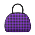 thumbnail image 2 of Purple and Black Checkered Pattern Insulated Lunch Bag,Leakproof Large Capacity Lunch Box for Work,Picnic or Travel,11.4 X 6.7 X 8.3 Inches, 2 of 6