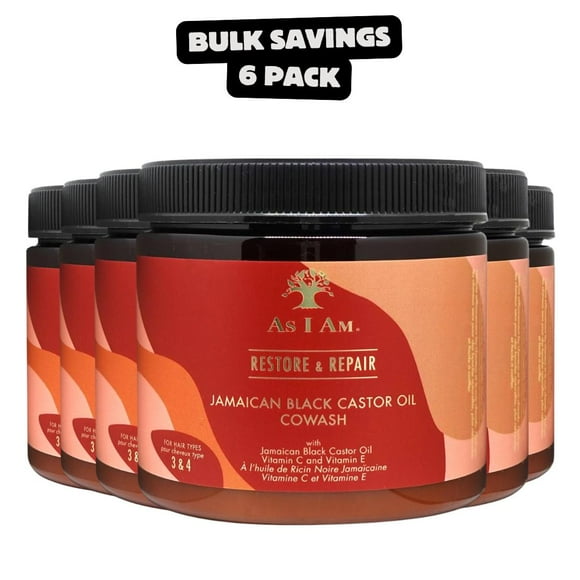 6 Pack - AS I AM Huile de Ricin Noire Jamaïcaine CoWash (16oz)