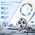 thumbnail image 4 of Magnetic Case for iPhone 14 Pro Max, [Built-in Camera Lens Cover] Soft Shockproof Clear Back Slim Phone Case [Compatible with MagSafe] for iPhone 14 6.7'', Blue, 4 of 14