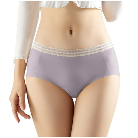 Women s Seamless Briefs Ice Silk Briefs Multi-Pack Mid-Rise Laser Cut Invisible Panties Invisible Full Coverage Comfortable Elastic High Waist Underwear for Everyday Wear