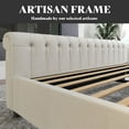 thumbnail image 6 of VanAcc California King Size Platform Bed Frame, Velvet Upholstered Sleigh Bed with Scroll Wingback Headboard & Footboard/Button Tufted, Cream, 6 of 7