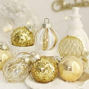 CHGBMOK Christmas Ball Ornaments 25PCS for Xmas Tree Decor 2.36 Shatterproof Christmas Tree Decorations White Gold