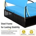 thumbnail image 4 of Bellemave Outdoor Daybed with Canopy, Steel Frame Sun Lounger with Adjustable Backrest, Patio Double Sunbed with Arched Armrests, Suitable for Patio Pool Deck, Garden, Backyard (Bule), 4 of 8