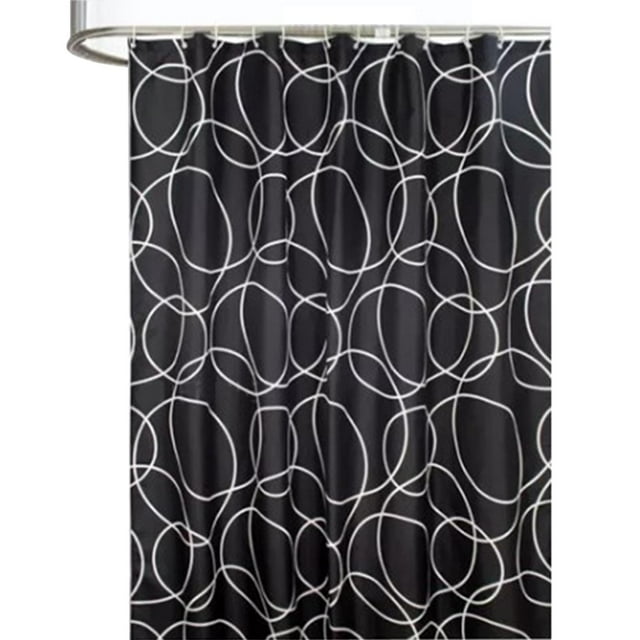 Cortina de ducha de tela impermeable resistente a la penetración de agua Ojal de metal Círculo negro Cortina de ducha Resistencia al calor para baño