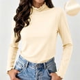 thumbnail image 2 of Aezemi Women High Neck Shirts Long Sleeve Lightweight Fashion Comfy Winter Fall Home Outerwear Tees Pullover Trendy Casual Soft All Match Tops L, 2 of 7