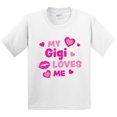 thumbnail image 3 of Inktastic Valentine's Day My Gigi Loves Me Hearts and Lips Youth T-Shirt, 3 of 5