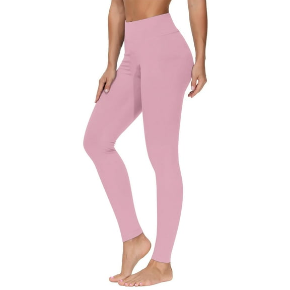 ibuvkizy High Waisted Leggings for Women Tummy Control,Women's Solid Color Yoga Exercise Leggings Casual Pants Leggings Pink,S