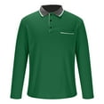 thumbnail image 6 of Yyeselk Men's Long Sleeve Shirt Casual Button Up Collar Golf Shirt Solid Color Splicing Regular Fit Business Workout T Shirt Tops Green XXL, 6 of 7