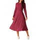 thumbnail image 2 of INSPIRE CHIC Vestidos de Otoño para Mujeres, Manga Larga, Cuello Redondo, Tejido A-Line, Vestido Midi Casual XL Color Rojo Vino, 2 of 5