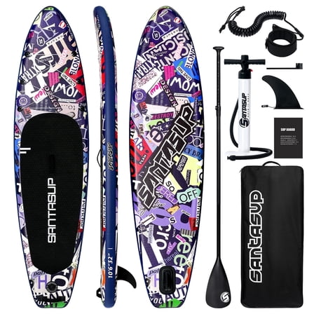 Santasup Stand Up Paddleboard, Blow Up Paddle Board Inflatable Paddle Board For Adults, Sup Board With Premium Sup Accessories, Non-Slip Deck, Adjustable Paddle, ISUP Travel Backpack