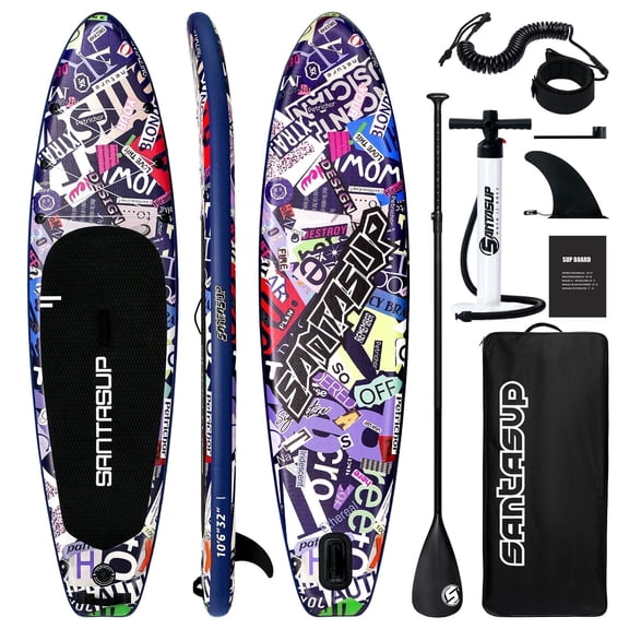 Santasup Stand Up Paddleboard, Blow Up Paddle Board Inflatable Paddle Board For Adults, Sup Board With Premium Sup Accessories, Non-Slip Deck, Adjustable Paddle, ISUP Travel Backpack