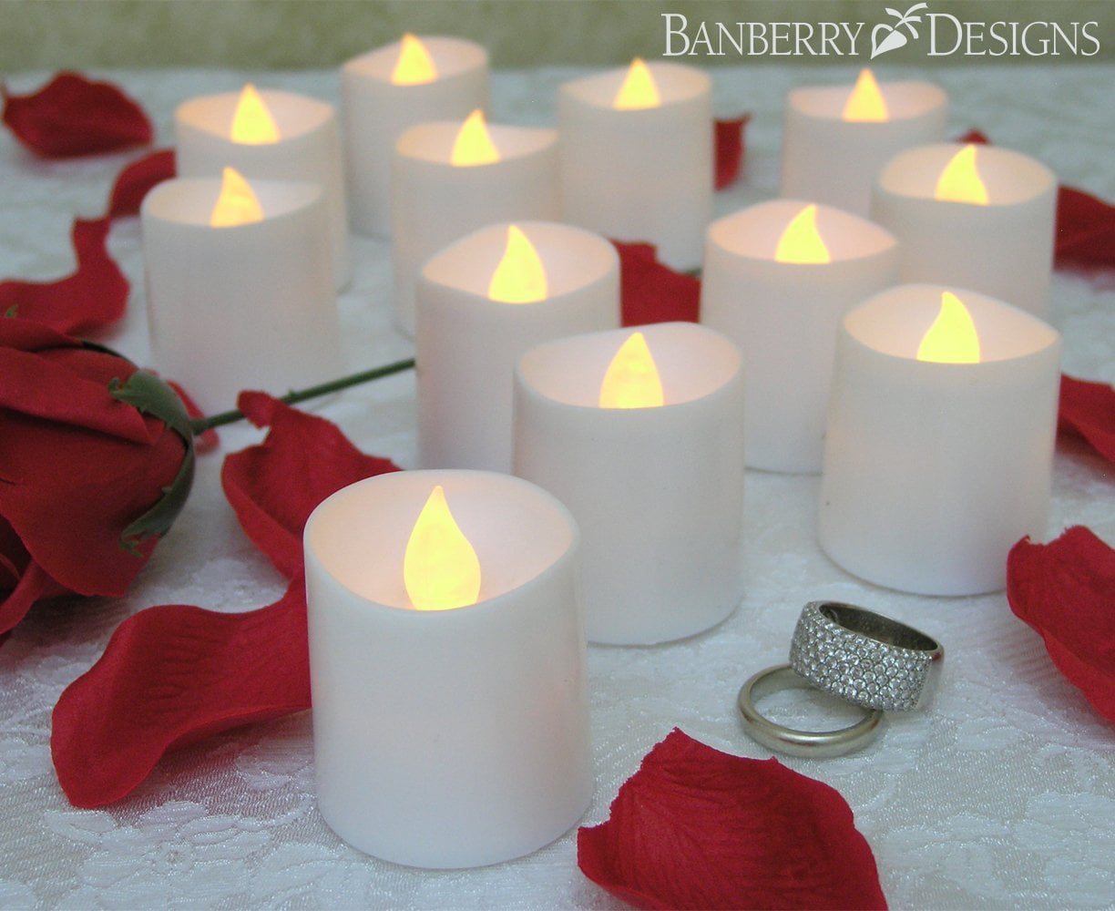 LED Lighted Flickering Candles and Flowers Glass Candles Canvas Wall Art 12" x 15.75", Canvas By