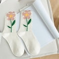 thumbnail image 5 of Women Crew Socks, Low Cut Cotton Socks,Breathable Floral Decorative Casual Funny Stretch Soft Summer Dress Socks White, 5 of 8