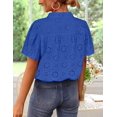 thumbnail image 3 of Blusa de verano para mujer ZESICA 2025 con cuello en V y manga corta abullonada, 3 of 8