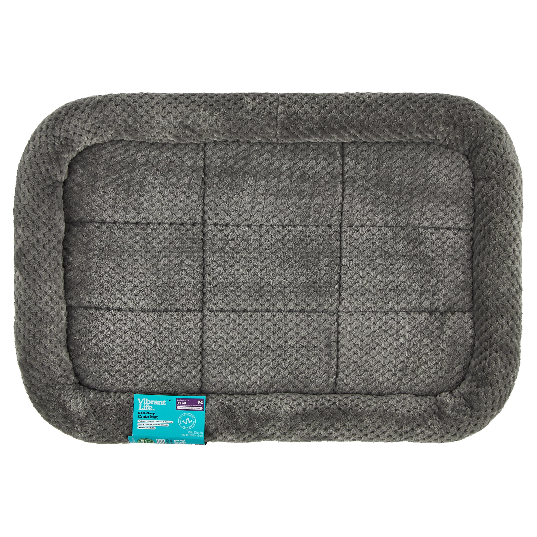 (4 pack) Vibrant Life Medium Soft Cozy Crate Mat, Gray, 30 in x 20 in
