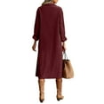 thumbnail image 4 of Women's Fall Corduroy Dress Vintage Button Up Midi Dress, Collared Long Sleeve Work Dresses, 4 of 6