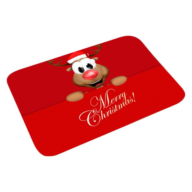 Mantel navideño rectangular antideslizante reutilizable de franela roja absorbente con diseño de alce festivo B