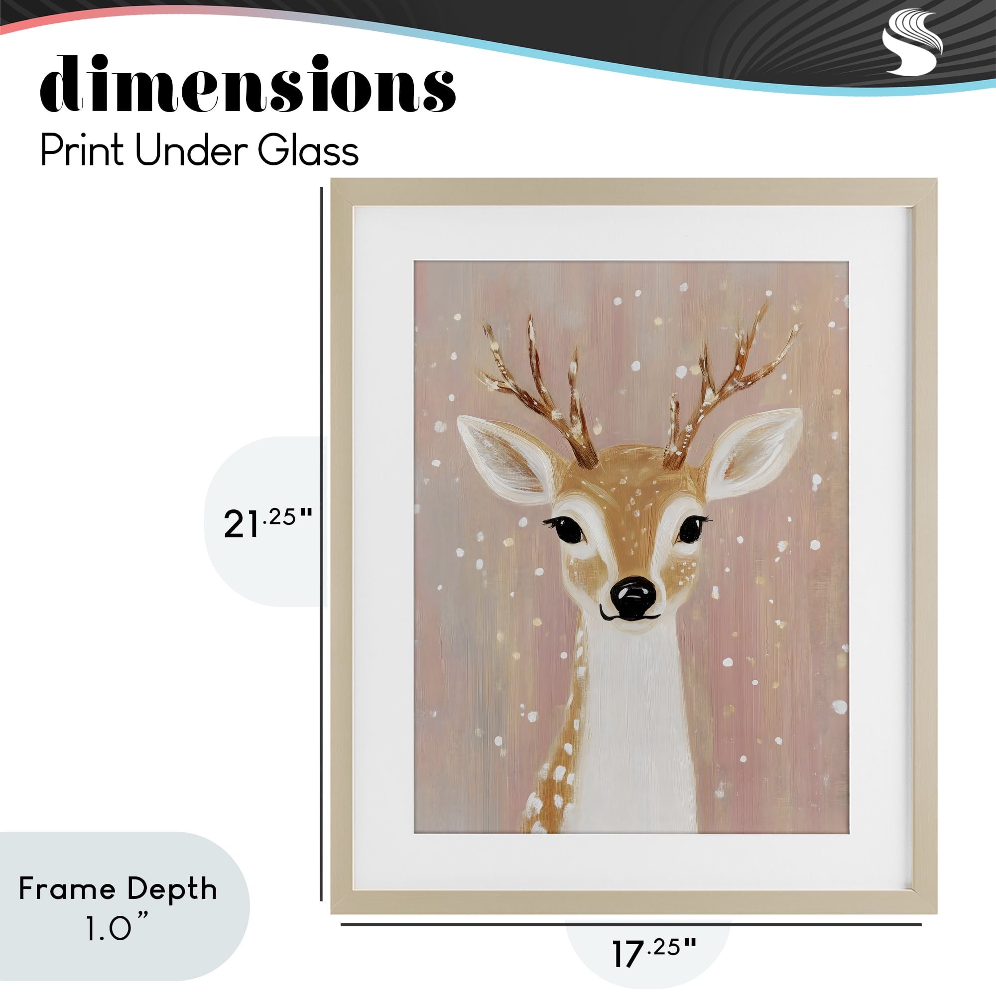 Stupell Industries Blush Pink Deer with Snowflakes Birch Framed Print Under Glass, design by The Prints Vibe