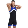 thumbnail image 2 of inhzoy Mens Zipper Front Jumpsuit Sleeveless Swimming Surfing Shorty Wetsuit Sport Unitard Blue XL, 2 of 7