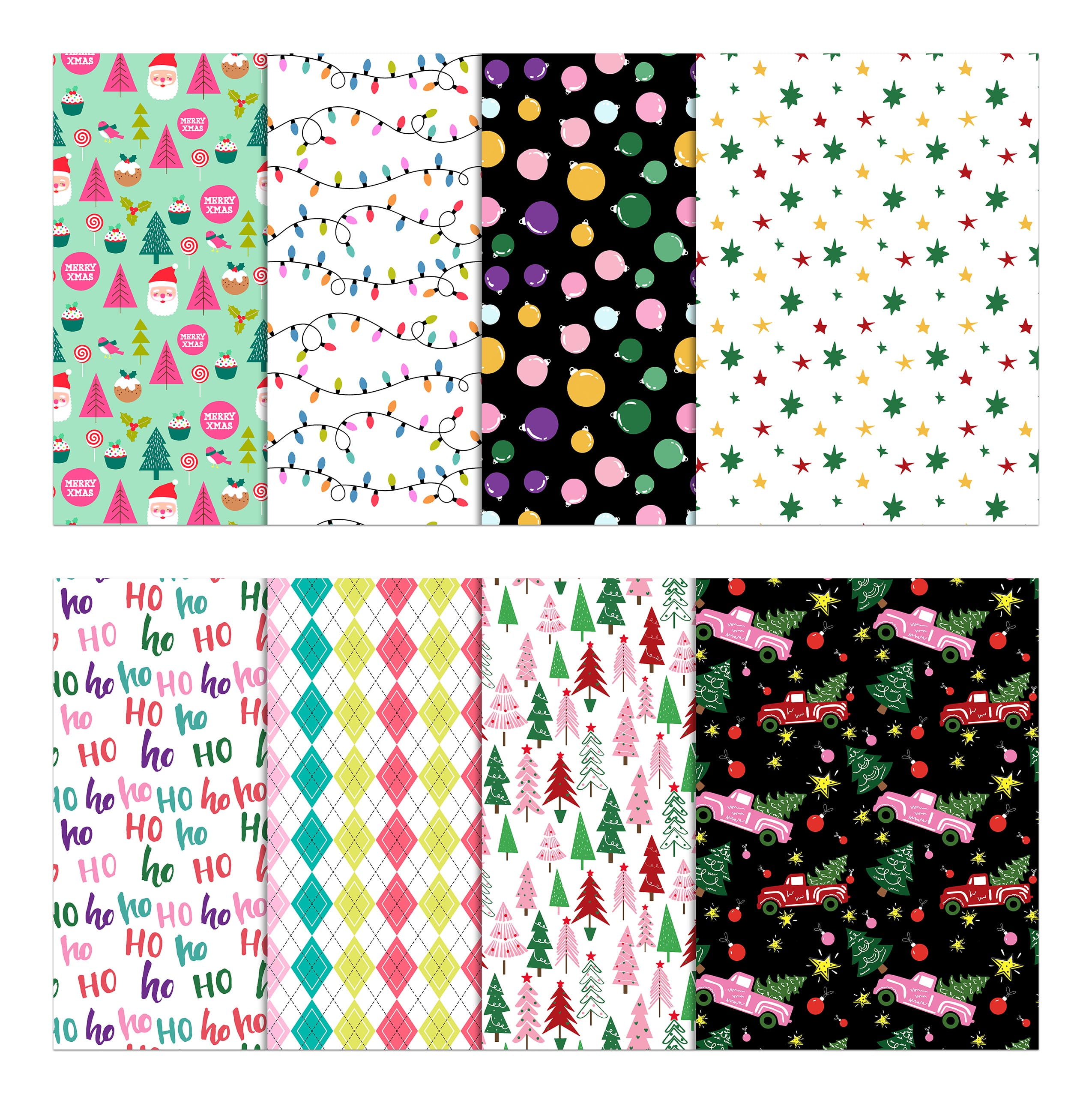 Soimoi 8 Pc Fat Quarter Bundle,ChristmasPrint 18"x 22"DIY Patchwork-100% CottonPre-Cut Quilting Fabric Multicolor