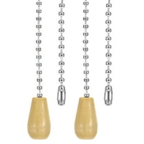 1M 3.3ft Ceiling Fan Pull Chain, 2 Pcs Beaded Pulls Cord Extender Wooden Pendant for Fan Light, Silver Tone