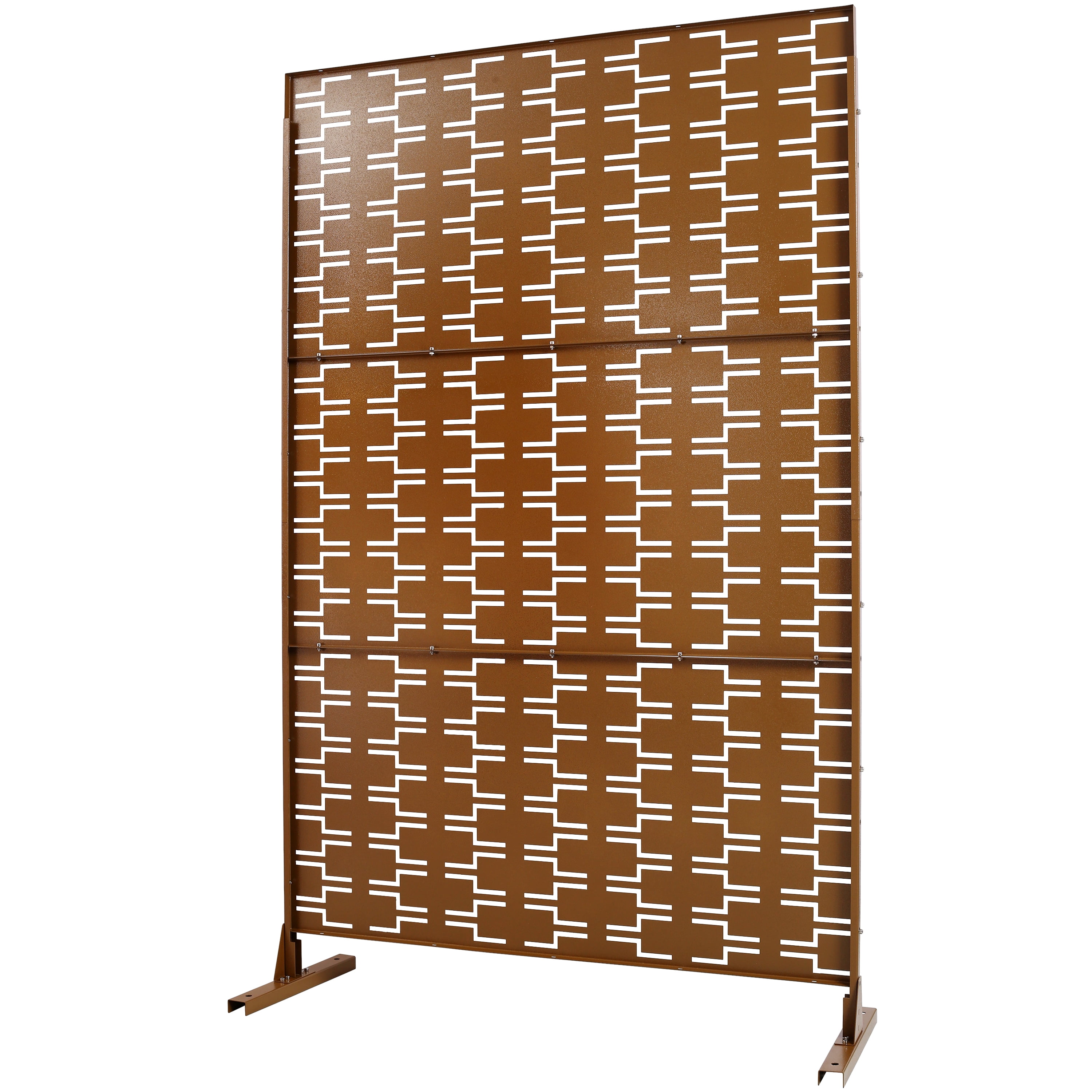 Outdoor Decor Privacy Screen, 76"Hx48"W Freestanding Metal Room Divider for Deck Balcony, Light Green