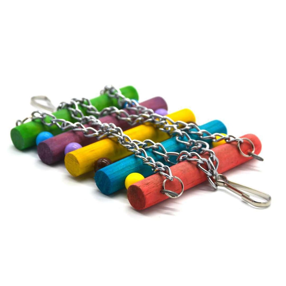 PBPBOX Bird Wood Swing, Assorted Colors, Beads, Bell, Chewing, Adventuring, for Small Birds, 2Pcs