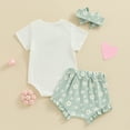 thumbnail image 4 of Okbabeha Daddys Girls Baby Clothes Romper And Flower Pants With Headband 3Pcs Newborn Baby Girl Outfit Sets, 4 of 7