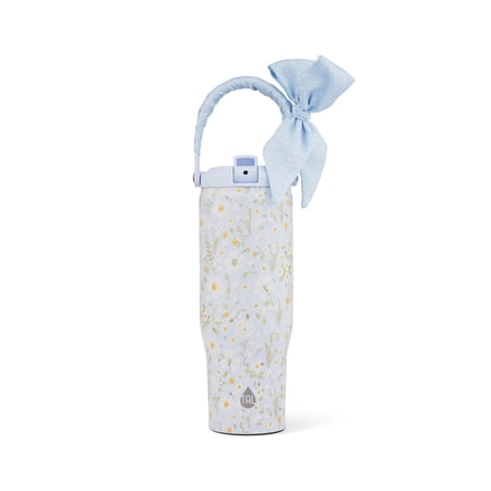 TAL 30oz Stainless Steel Hudson Flip Tumbler with Removable Scarf on Handle, Blue Floral