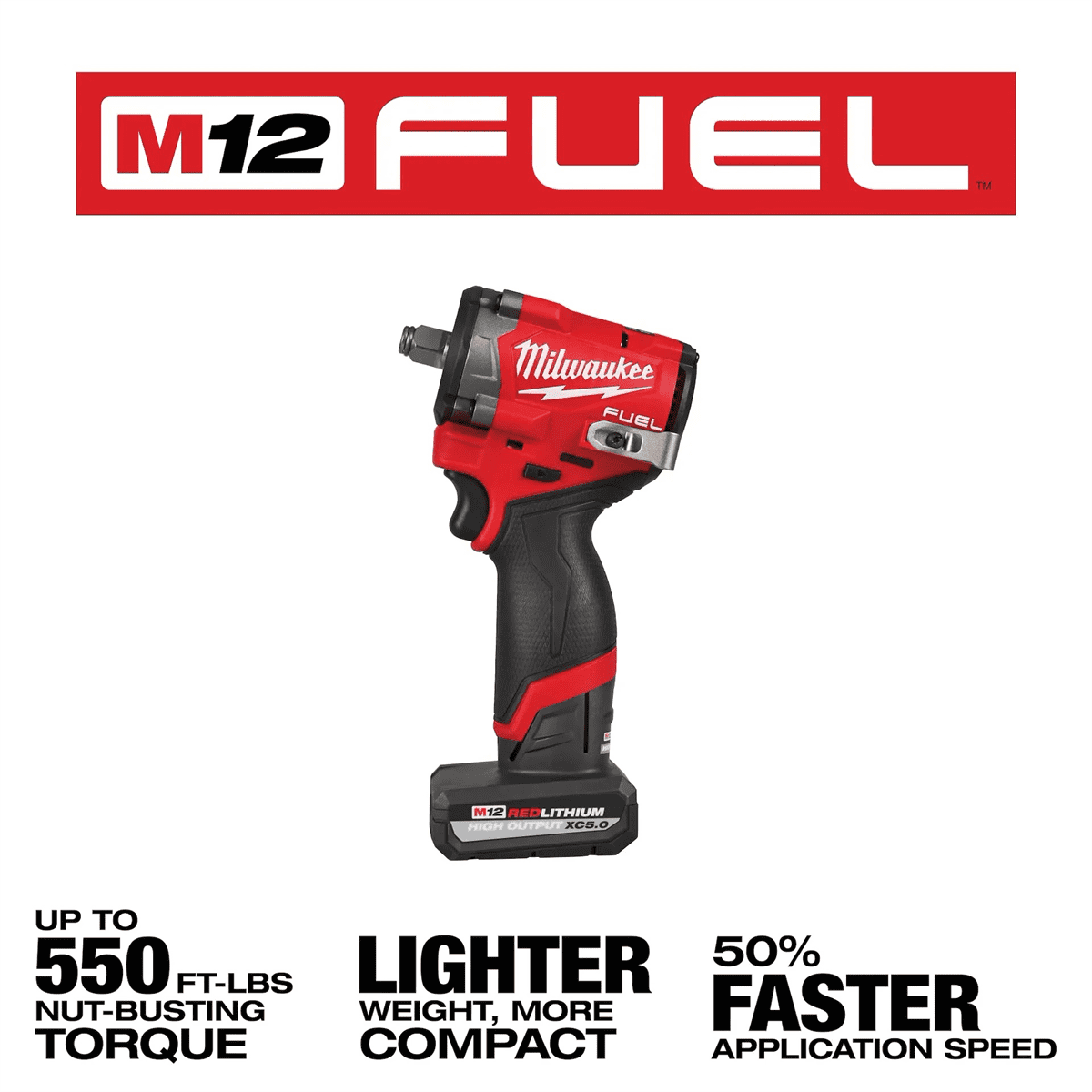 Milwaukee Tool M12 FUEL Stubby 1/2" Impact Wrench Kit