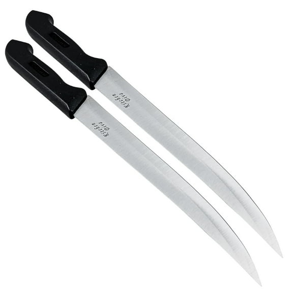 KITCHEN DIVA (2 Pack) 13" Stainless Steel Carving Knife Set | 8" Sharp Blade, 5" Ergonomic Handle | Safety Shield Included | Ideal for Meat, Bread, Fruits