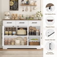 thumbnail image 3 of Homfa 42.5'' Kitchen Buffet Sideboard Cabinet, 3 Drawers Farmhouse Coffee Bar Storage Cabinet with Adjustable Shelf, White, 3 of 7