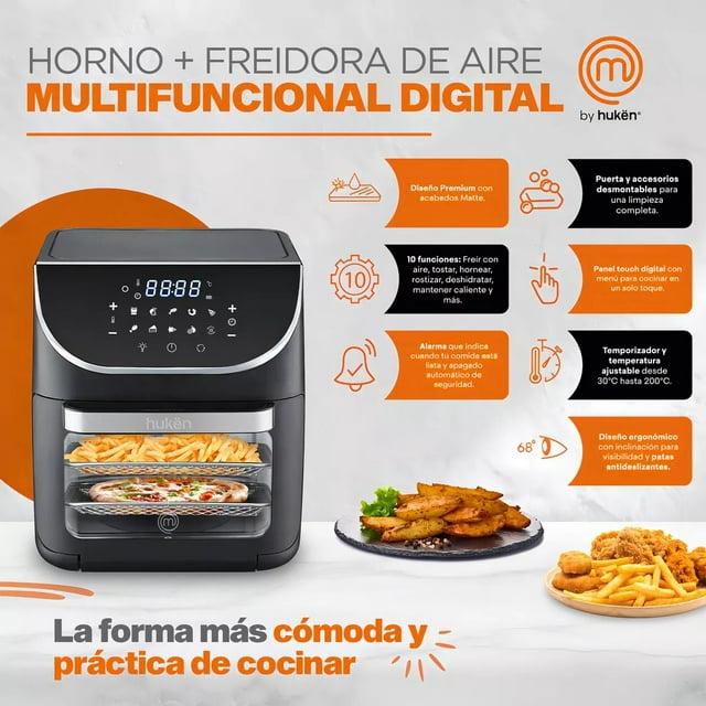 Horno Multifuncional Freidora De Aire+rostizador+deshidratad Color Negro 1700 W Masterchef by Huken