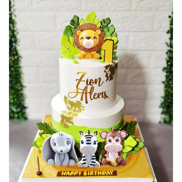 Wooden Animal Toppers Baby Shower Cake Topper Set, Safari Animals ...