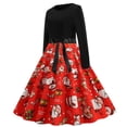 thumbnail image 1 of Fridja Robe Vintage Rockabilly Patchwork pour Femmes Robe de Fête de Noël avec Nœud, 1 of 7