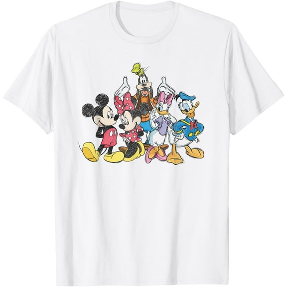 Retro Mickey Mouse and Friends DTG Print Unisex T-Shirt