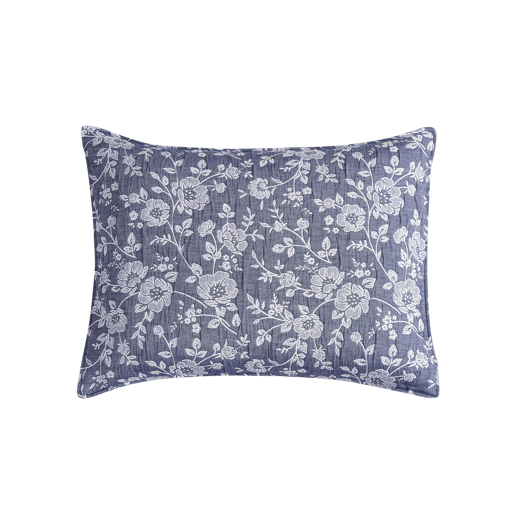 Marguerite Floral Navy 2-Piece Soft Matelasse Jacquard Cotton Blend Quilt Set - Twin
