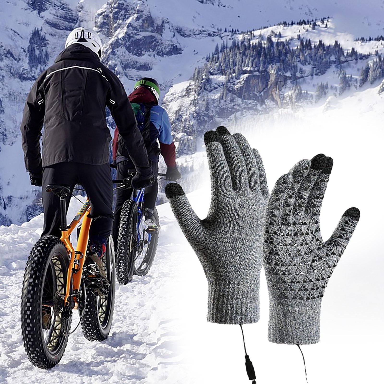 Heated Touchscreen Winter Gloves USB Rechargeable for Cold Weather,Thermal Warm Gloves for Men Women with Upgraded Heating,for Outdoor Skiing&Winter Activities,Soft Knit Lining Gloves