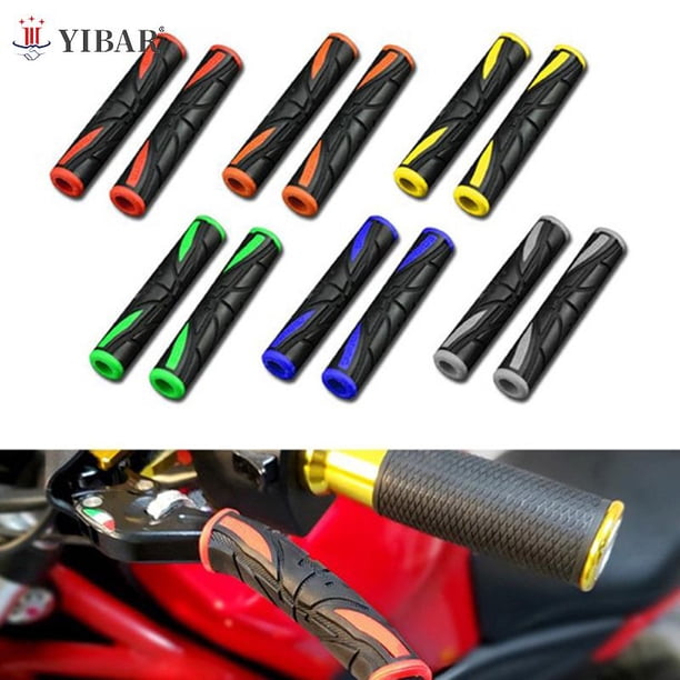 2Pcs Durable Motorcycle Handle Bars Cover Anti-Slip Brake Handle Rubber Sleeve Motorcycle Bicycle Protection CoverGreen He Qiyong unisex