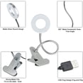 thumbnail image 2 of Lámpara de escritorio con clip USB, 48 LED flexibles de 360°, 3 colores y 10 niveles de brillo regulables, 7 W, ideal para cama, escritorio, mesita de noche o lectura (plateada), 2 of 5