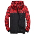 thumbnail image 1 of Sexy Dance Men Camo Raincoat Hooded Waterproof Windproof Jacket Zip Up Outdoor Coat Hoodie With Pockets, 1 of 2