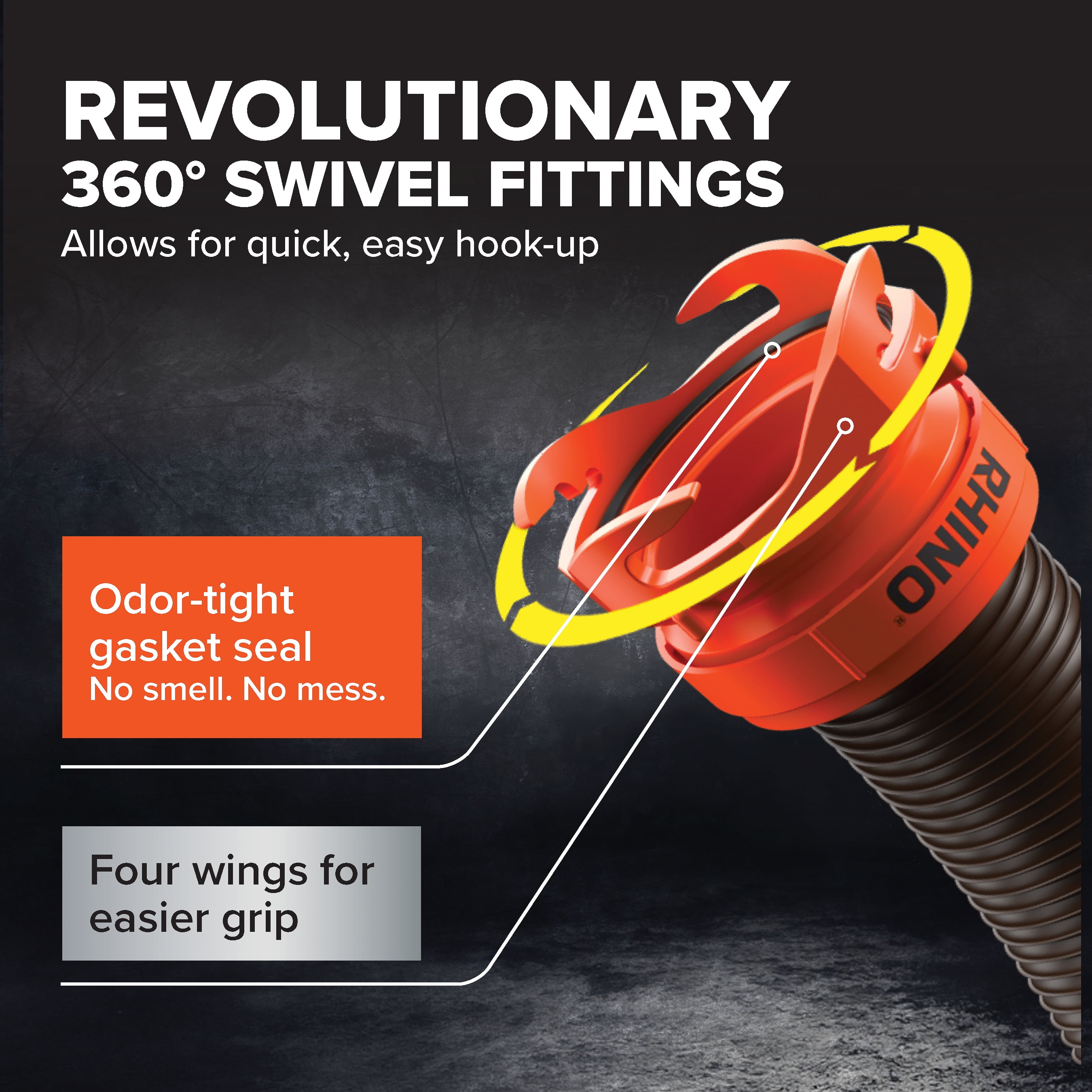 Camco RhinoFLEX 10' RV Sewer Hose Extension, 23 mi of Polyolefin, Black (39763)
