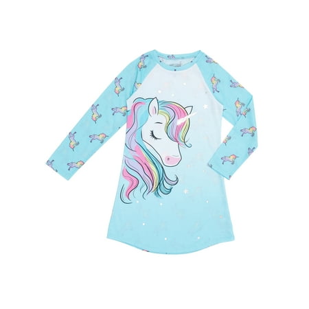 Saint eve girl's unicorn long sleeve pajama nightgown (Little Girls & Big