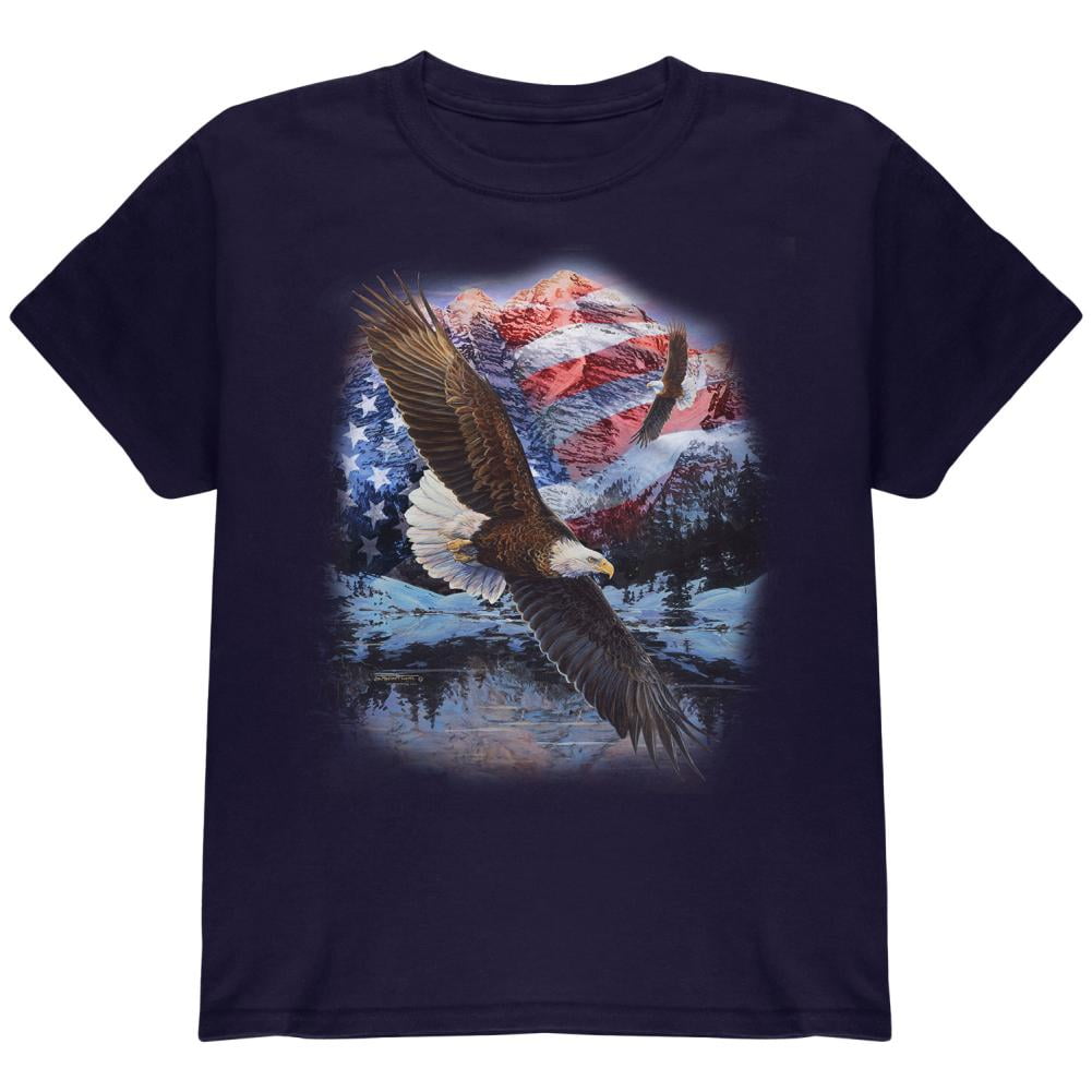 Old Glory - 4th Of July American Flag Bald Eagle Youth T Shirt Navy YXL - Walmart.com - Walmart.com