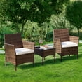 thumbnail image 6 of Patio Furniture Set, 3 PCS Rattan Patio Chairs Conversation Sets with Coffee Table and Cushion, Outdoors Wicker Bistro Chair Sets, Weather-Resistant, Beige, 6 of 8