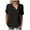 Black, variant on QLEICOM Women 2023 Summer Tops T-shirt Loose Casual Solid Button Short Sleeve V-Neck Top Shirts Blue L, US Size 8